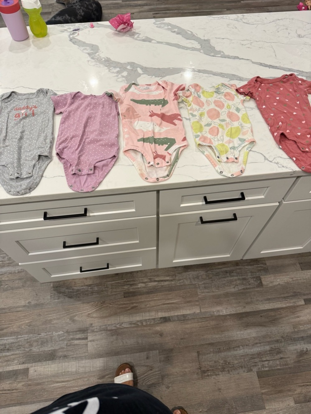 Carter's Pink, Gray and Coral Girls' One-Piece Bodysuits - 5 Pack Variety
